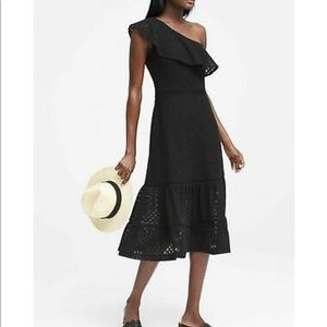 Banana Republic one-shoulder eyelet midi dress
